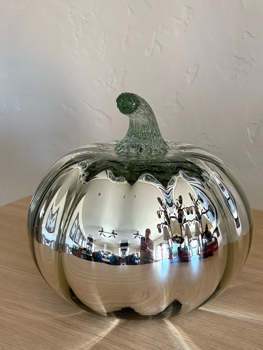 Pottery Barn Handblown Reflective Silver Mercury Glass Pumpkin Large Size NWT